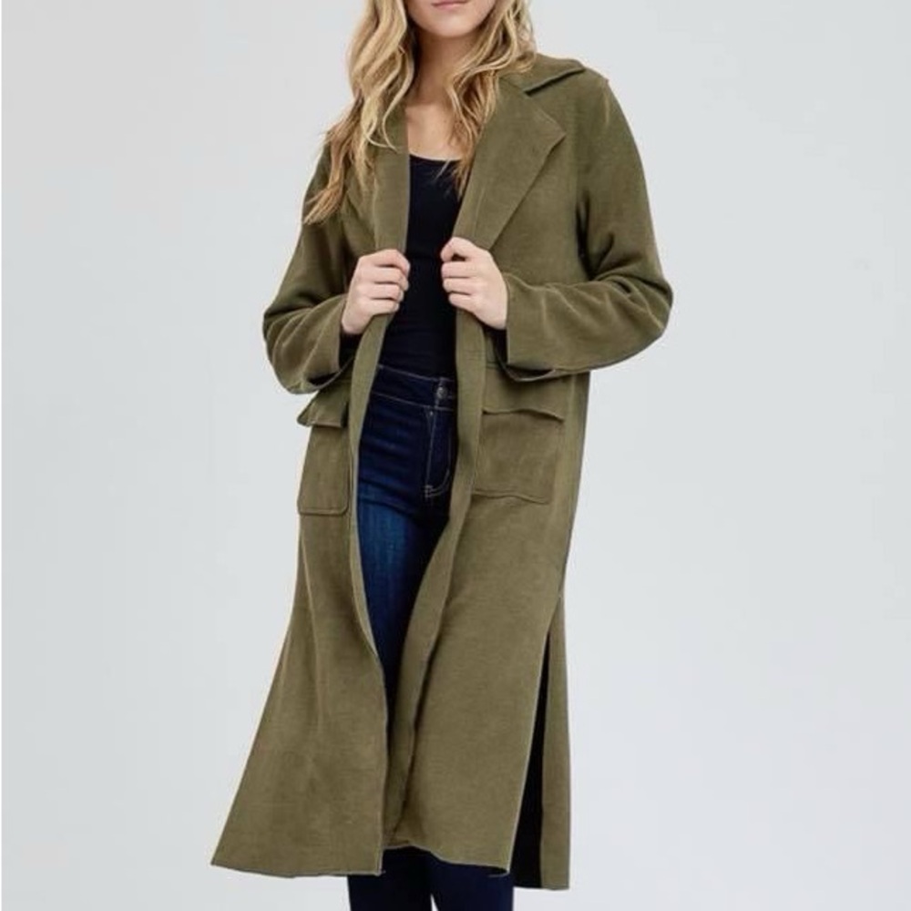 Olive Suede Trench